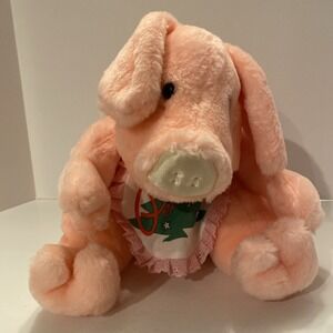 1987 Rich's Priscilla the Pink Pig‎ 14" Plush w/ Christmas Bib